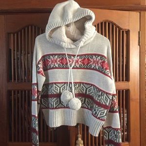 Anthropologie style Snowflake Knit Sweater w/Hood-
